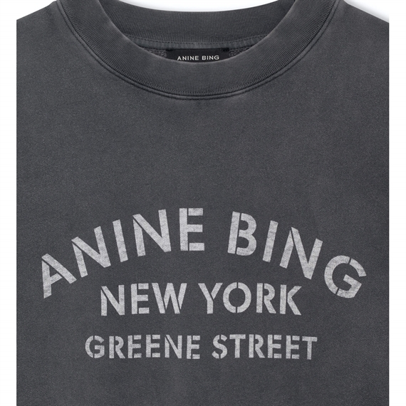 Anine Bing Miles NY Sweatshirt, Washed Black 